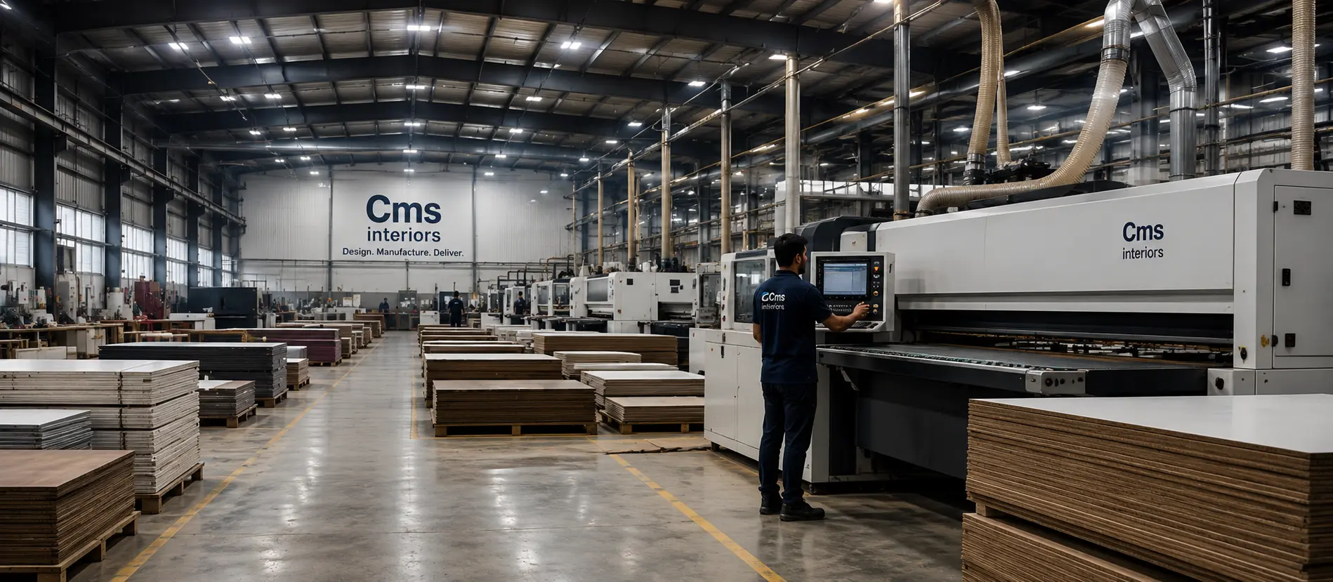 CMS Interiors interior manufacturing facility in Bangalore