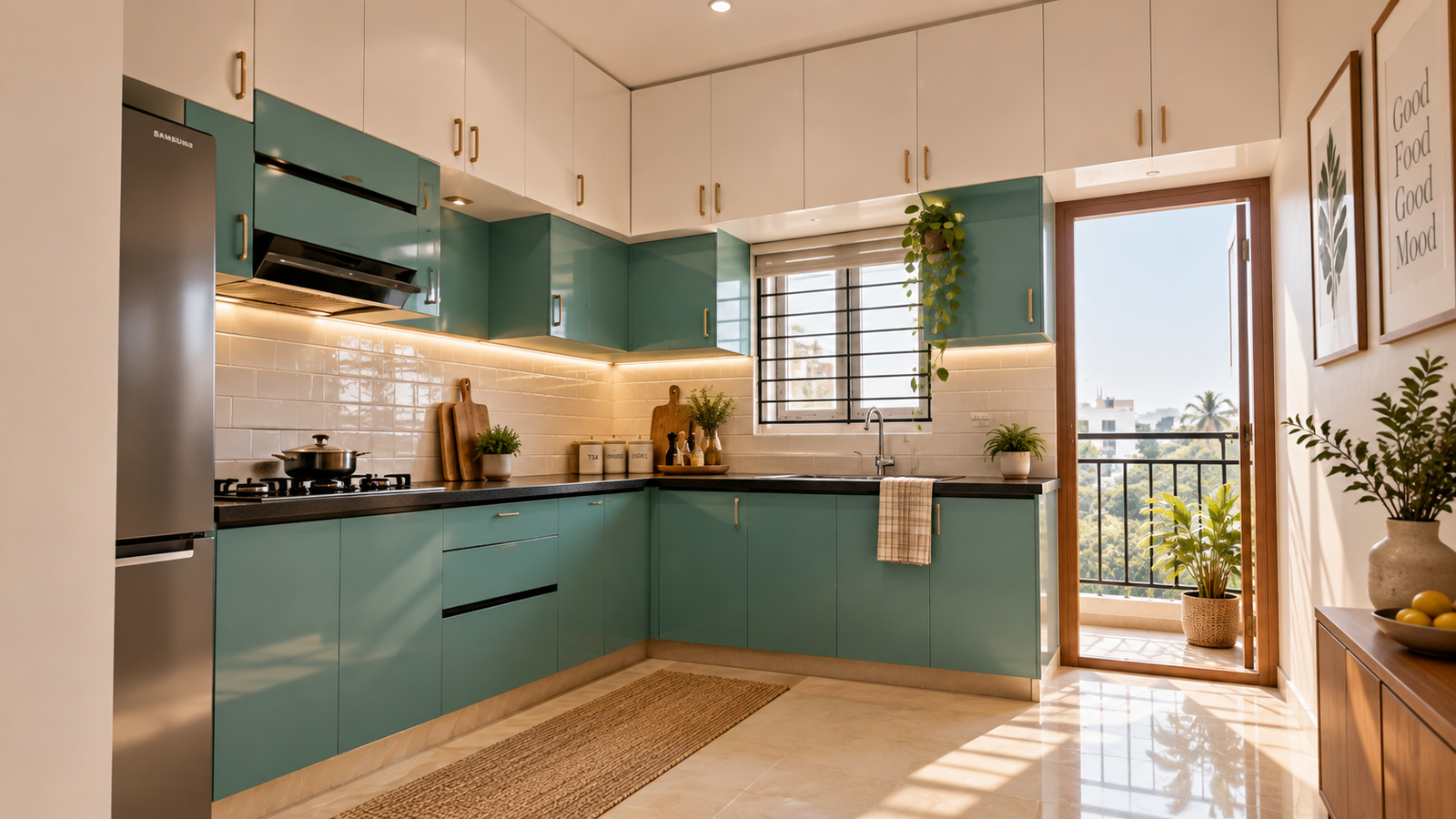Modern modular kitchen designed by CMS Interiors in Bengaluru