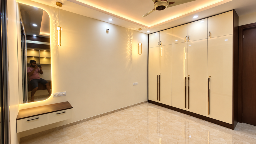 Hiranandani Hulimavu 3BHK master bedroom wardrobe interior