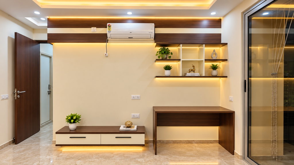 Hiranandani Hulimavu 3BHK TV study table and storage unit