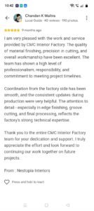 Google review from Chandan K Maitra for CMS Interiors