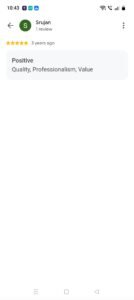 Google review from Srujan for CMS Interiors