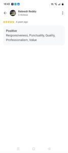 Google review from Rateesh Reddy for CMS Interiors
